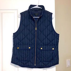 JCrew blue with white pin stripe down vest